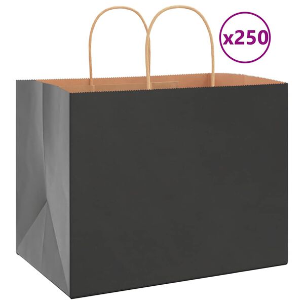vidaXL 250 db fekete pap&iacute;rzacsk&oacute;k foganty&uacute;kkal 32x22x24 cm