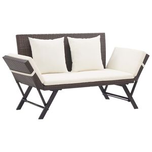 vidaXL barna polyrattan kerti pad p&aacute;rn&aacute;val 176 cm