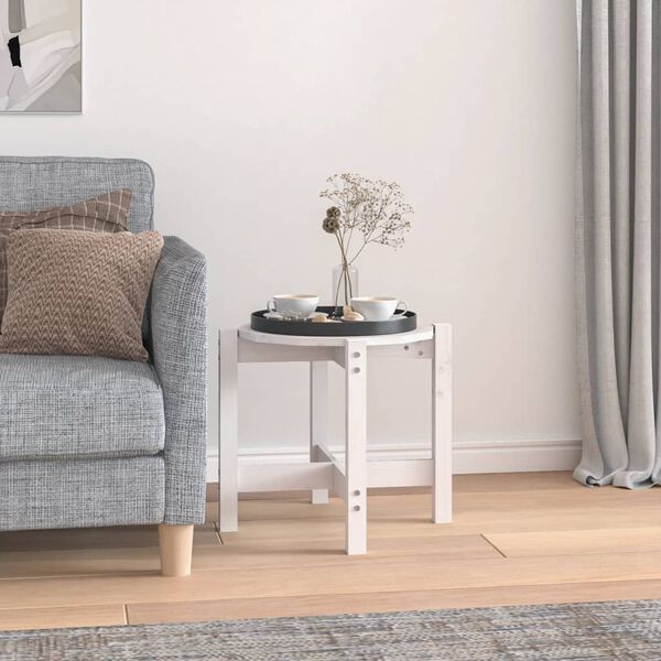 vidaXL feh&eacute;r t&ouml;m&ouml;r fenyőfa doh&aacute;nyz&oacute;asztal &Oslash; 52,5 x 45 cm