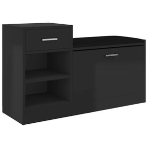 vidaXL magasf&eacute;nyű fekete szerelt fa cipőt&aacute;rol&oacute; pad 94,5 x 31 x 57 cm