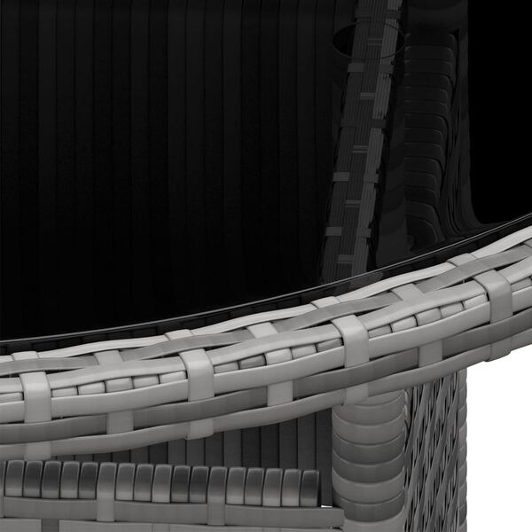 vidaXL szürke polyrattan és edzett üveg kerti asztal Ø80 x 75 cm