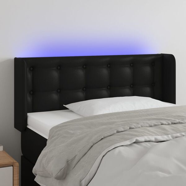 vidaXL fekete műbőr LED-es fejt&aacute;mla 83 x 16 x 78/88 cm