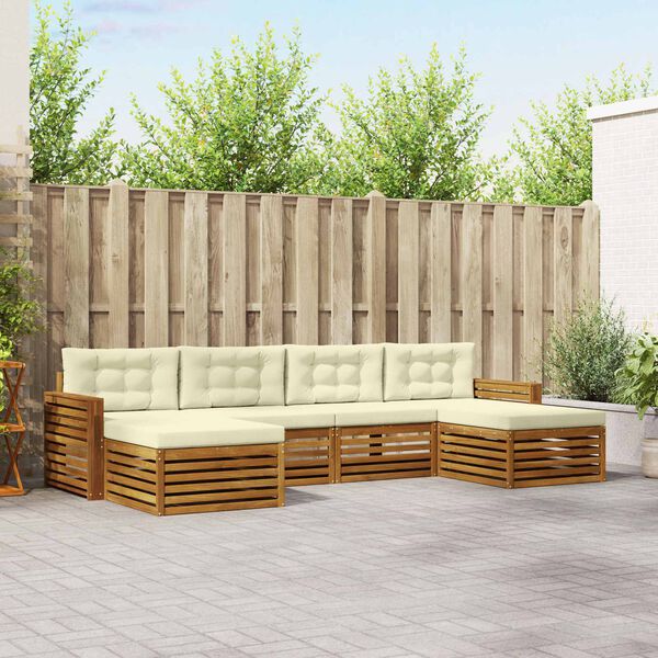 vidaXL &Uuml;lőgarnit&uacute;r&aacute;k 6 pcs Term&eacute;szetes &eacute;s kr&eacute;msz&iacute;nű T&ouml;m&ouml;r Ak&aacute;cfa