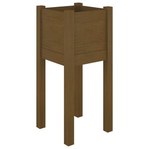 vidaXL m&eacute;zbarna t&ouml;m&ouml;r fenyőfa kerti vir&aacute;gtart&oacute; 31 x 31 x 70 cm