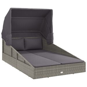 vidaXL sz&uuml;rke polyrattan nap&aacute;gy &ouml;sszecsukhat&oacute; tetővel 200x114x128 cm
