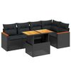 vidaXL 6 r&eacute;szes fekete polyrattan kerti &uuml;lőgarnit&uacute;ra p&aacute;rn&aacute;kkal