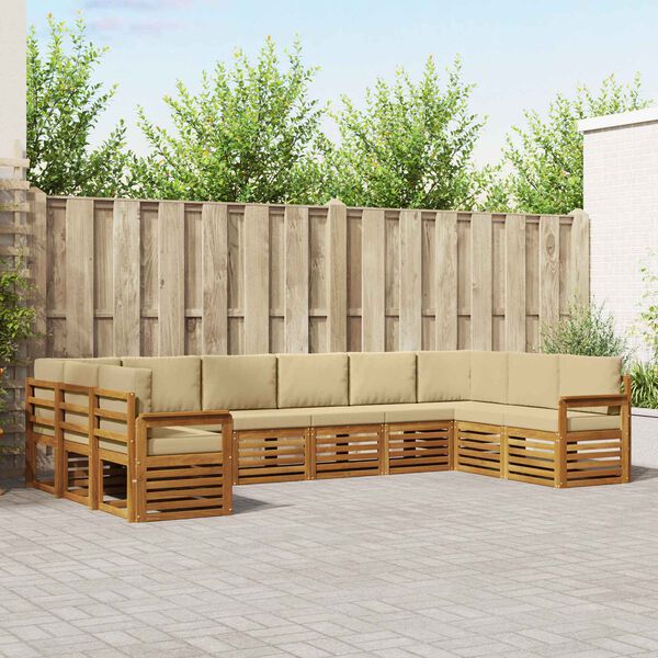 vidaXL Szegment&aacute;lt kanap&eacute; szett p&aacute;rn&aacute;val 10 pcs Term&eacute;szetes &eacute;s b&eacute;zs