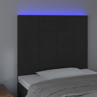 vidaXL fekete bársony LED-es fejtámla 90x5x118/128 cm