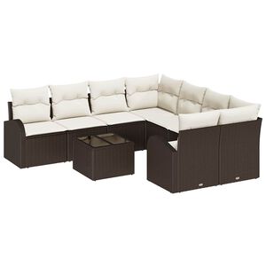 vidaXL Kerti Kanap&eacute; Szett Barna 55 x 55 x 37 cm polirattan