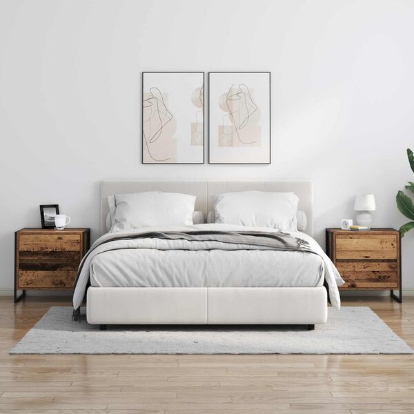 vidaXL &Eacute;jjeli asztal fi&oacute;kkal &Ouml;reg fa 50 x 39.5 x 50 cm Faanyag