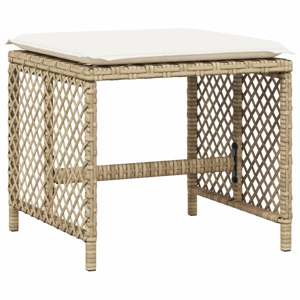 vidaXL 4 db bézs polyrattan kerti szék párnával 41 x 41 x 36 cm