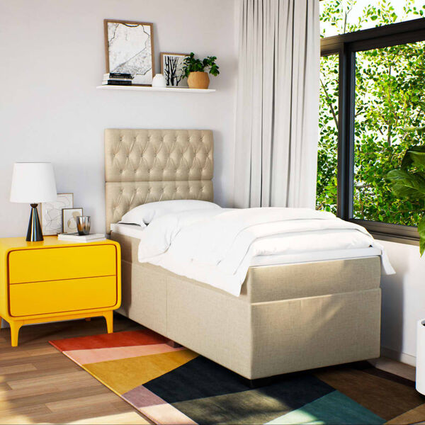 vidaXL kr&eacute;msz&iacute;nű sz&ouml;vet rug&oacute;s &aacute;gy matraccal 80 x 200 cm