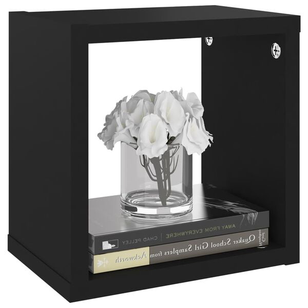 vidaXL 4 db fekete forg&aacute;cslap kocka fali polc 22 x 15 x 22 cm