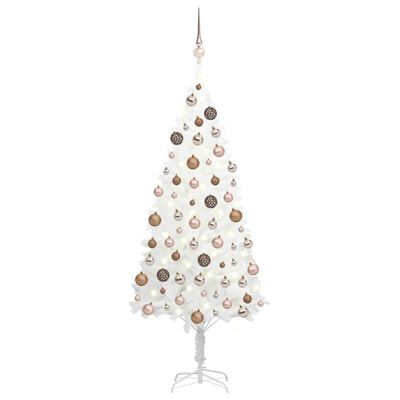 vidaXL fehér megvilágított műkarácsonyfa gömb szettel 120 cm