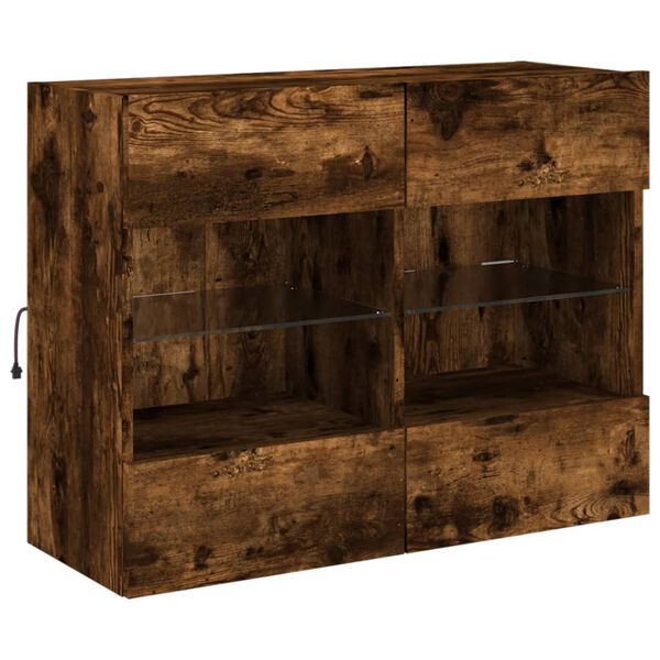 vidaXL füstös tölgy színű fali TV-szekrény LED-ekkel 78,5x30x60,5 cm