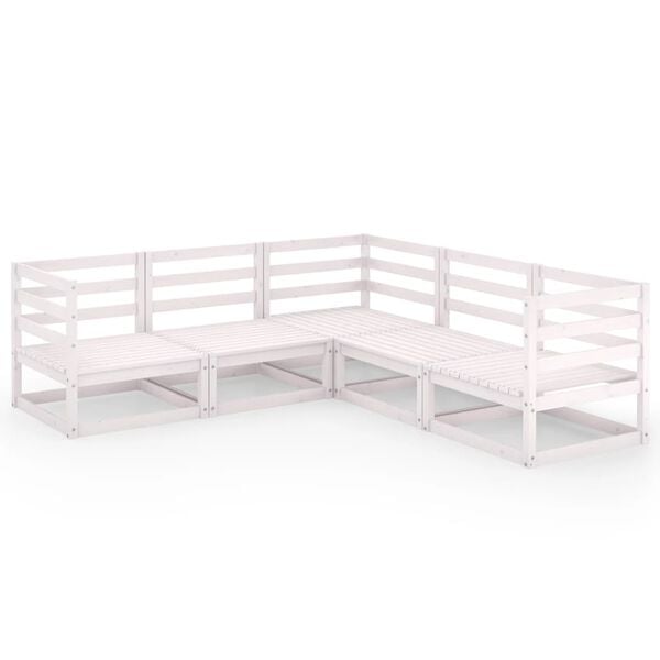 vidaXL 5 r&eacute;szes feh&eacute;r t&ouml;m&ouml;r fenyőfa kerti &uuml;lőgarnit&uacute;ra