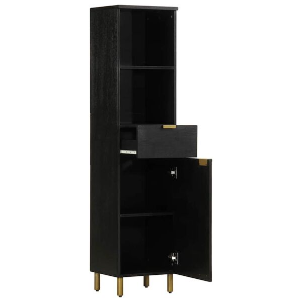 vidaXL fekete t&ouml;m&ouml;r mang&oacute;fa f&uuml;rdőszobaszekr&eacute;ny 38 x 33 x 160 cm