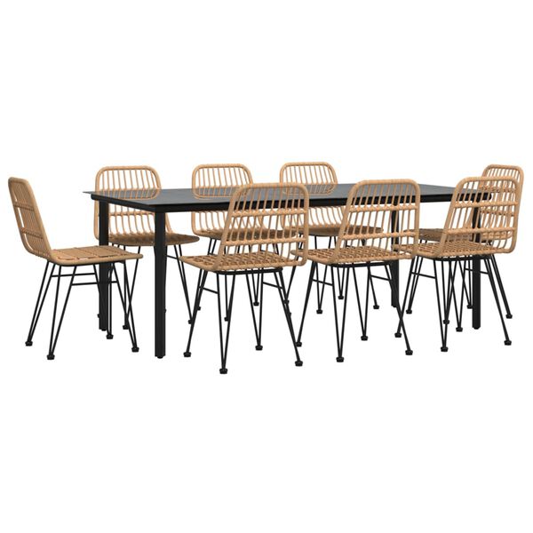 vidaXL 9 részes polyrattan kerti étkezőgarnitúra