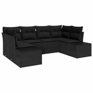 vidaXL Kerti Kanap&eacute; Szett t&aacute;rol&oacute;val 6 pcs Fekete Poli rattan