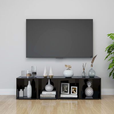 vidaXL magasfényű fekete forgácslap TV-szekrény 37 x 35 x 37 cm