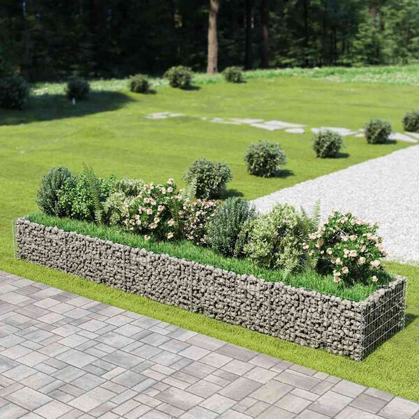 vidaXL horganyzott ac&eacute;l gabion magas&aacute;gy&aacute;s 450 x 90 x 50 cm