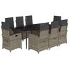 vidaXL 9 r&eacute;szes sz&uuml;rke polyrattan kerti &eacute;tkezőgarnit&uacute;ra p&aacute;rn&aacute;val