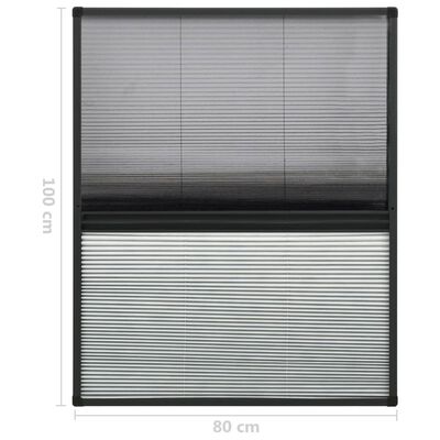 vidaXL alumínium pliszé ablakszúnyogháló árnyékolóval 80 x 100 cm