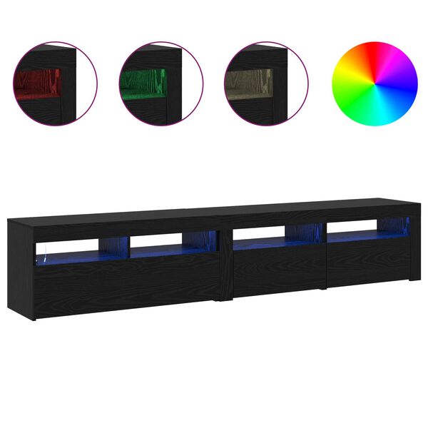 vidaXL TV szekr&eacute;ny 2 pcs Fekete t&ouml;lgy 210 x 35 x 40 cm Faanyag