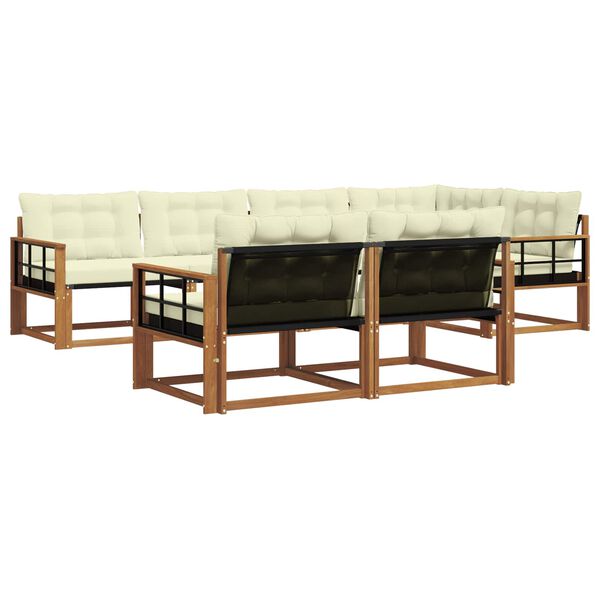 vidaXL K&uuml;lt&eacute;ri kanap&eacute; szett p&aacute;rn&aacute;val 7 pcs Term&eacute;szetes &eacute;s kr&eacute;msz&iacute;nű