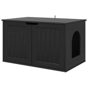 vidaXL Macska H&aacute;z Fekete 85 x 55 x 50,5 cm Szerelt Fa