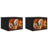 vidaXL Fali &eacute;jjeli szekr&eacute;ny GENNEP 2 db Fekete T&ouml;lgy 36 x 33 x 25 cm