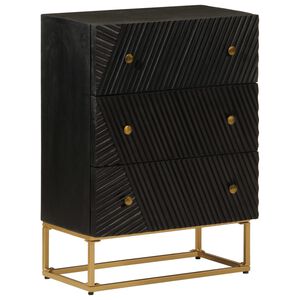 vidaXL fekete t&ouml;m&ouml;r mang&oacute;fa &eacute;s vas kom&oacute;d 55 x 30 x 76 cm