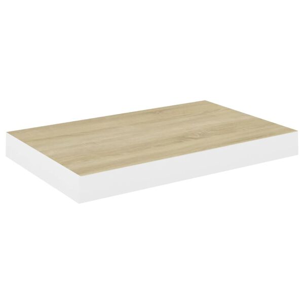 vidaXL tölgyszínű és fehér MDF lebegő fali polc 40 x 23 x 3,8 cm
