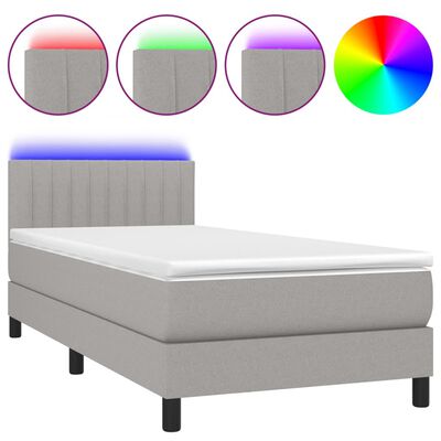 vidaXL világosszürke szövet rugós és LED-es ágy matraccal 80 x 200 cm
