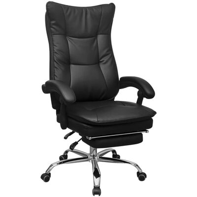 vidaXL dönthető háttámlás vezetői irodai szék lábtartóval fekete
