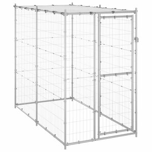 vidaXL k&uuml;lt&eacute;ri horganyozott ac&eacute;l kutyakennel tetővel 110x220x180 cm