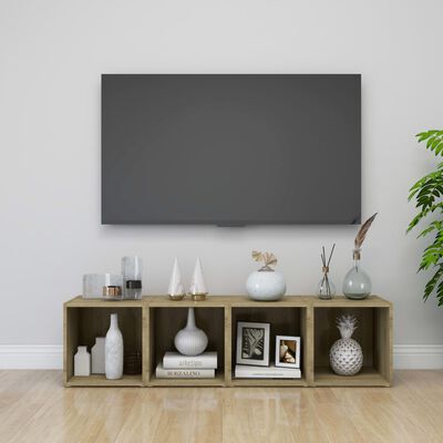 vidaXL 2 db sonoma tölgy színű forgácslap TV-szekrény 37 x 35 x 37 cm