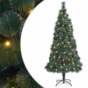 vidaXL Műfenyő Elővil&aacute;g&iacute;tott Kar&aacute;csonyfa Z&ouml;ld 180 cm PET