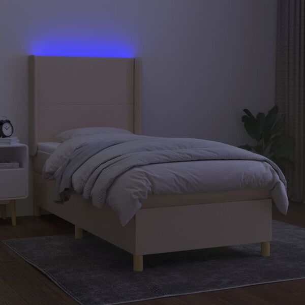 vidaXL kr&eacute;msz&iacute;nű sz&ouml;vet rug&oacute;s &eacute;s LED-es &aacute;gy matraccal 90x190 cm