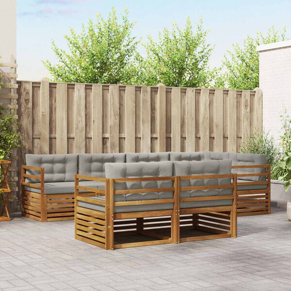 vidaXL K&uuml;lt&eacute;ri kanap&eacute; szett 7 pcs Term&eacute;szetes &eacute;s Vil&aacute;gossz&uuml;rke