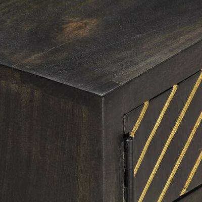 vidaXL fekete-aranyszínű tömör mangófa dohányzóasztal 90 x 50 x 35 cm