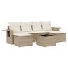 vidaXL 7 r&eacute;szes b&eacute;zs polyrattan kerti &uuml;lőgarnit&uacute;ra p&aacute;rn&aacute;kkal