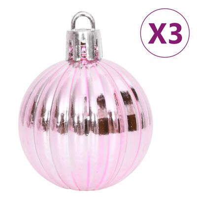 vidaXL 65 részes rózsaszín/piros/fehér karácsonyi gömbszett