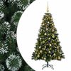 vidaXL Műfenyő g&ouml;mb&ouml;kkel 120 cm 150 LED Meleg feh&eacute;r PVC &eacute;s f&eacute;m Z&ouml;ld