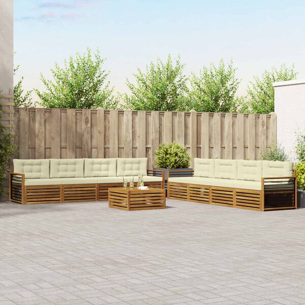 vidaXL K&uuml;lt&eacute;ri kanap&eacute; szett p&aacute;rn&aacute;val 9 pcs Term&eacute;szetes &eacute;s kr&eacute;msz&iacute;nű