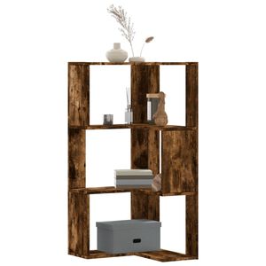 vidaXL 3 szintes f&uuml;st&ouml;s t&ouml;lgy szerelt fa sarok k&ouml;nyvespolc 50x50x102cm