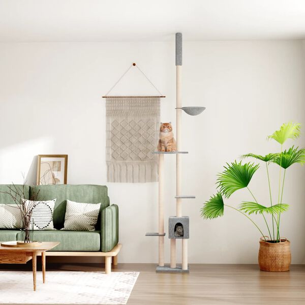 vidaXL világosszürke plafonig érő kaparófa 258,5-284,5 cm