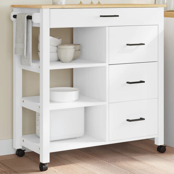 vidaXL MONZA tömör fenyőfa konyhai kocsi 84 x 40 x 88,5 cm