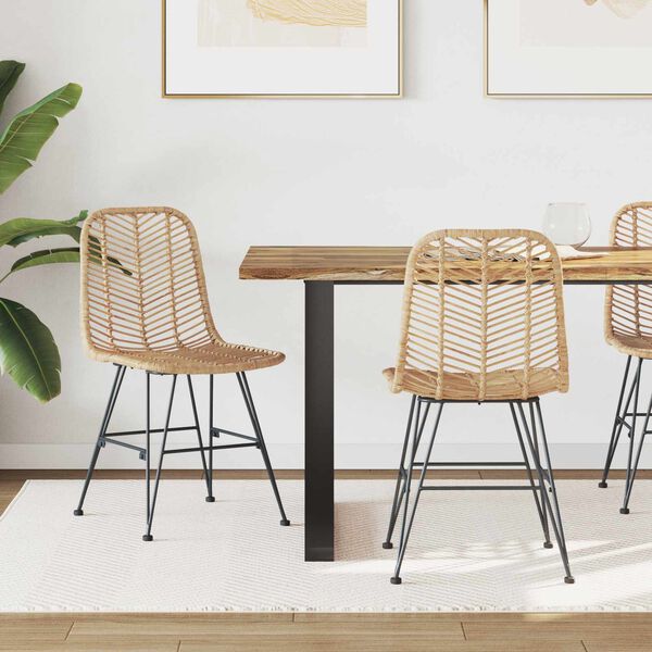 vidaXL &Eacute;tkezősz&eacute;k 2 pcs Term&eacute;szetes 44 x 47 x 85 cm Rattan &eacute;s Vas