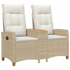 vidaXL D&ouml;nthető pad asztallal 2 -Seater 126 x 65 x 112 cm polirattan
